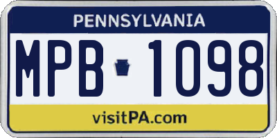 PA license plate MPB1098