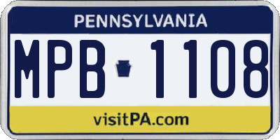 PA license plate MPB1108