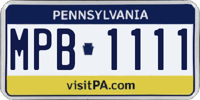 PA license plate MPB1111