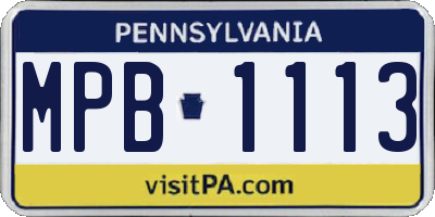 PA license plate MPB1113