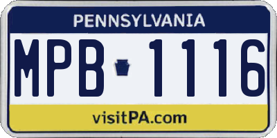 PA license plate MPB1116