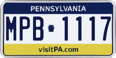 PA license plate MPB1117