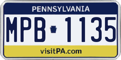 PA license plate MPB1135