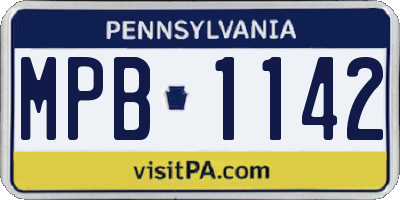 PA license plate MPB1142
