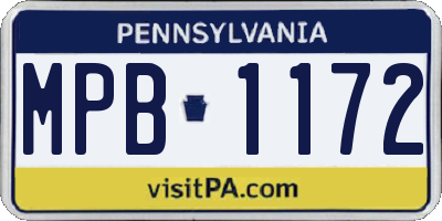 PA license plate MPB1172