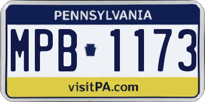PA license plate MPB1173
