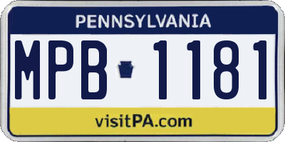 PA license plate MPB1181