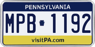 PA license plate MPB1192