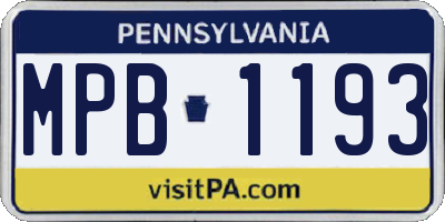PA license plate MPB1193