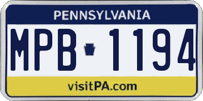 PA license plate MPB1194
