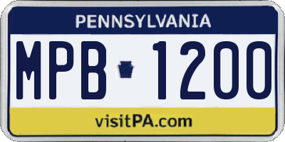 PA license plate MPB1200