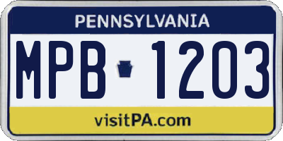 PA license plate MPB1203