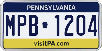 PA license plate MPB1204