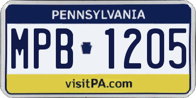 PA license plate MPB1205