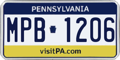 PA license plate MPB1206