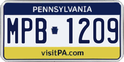 PA license plate MPB1209