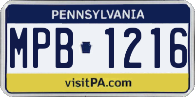 PA license plate MPB1216