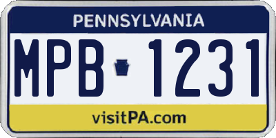 PA license plate MPB1231