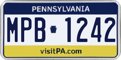 PA license plate MPB1242