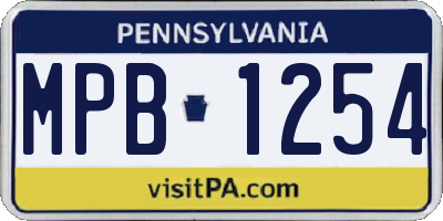 PA license plate MPB1254
