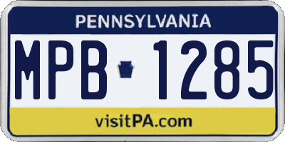 PA license plate MPB1285
