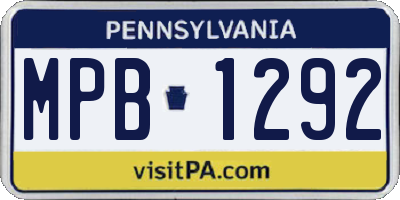 PA license plate MPB1292