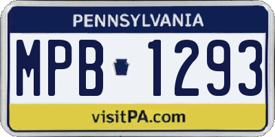 PA license plate MPB1293