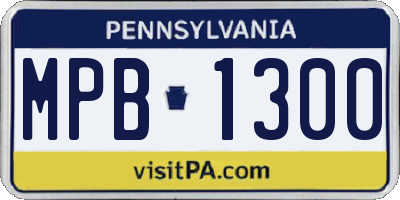 PA license plate MPB1300