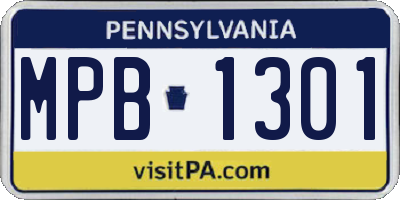 PA license plate MPB1301