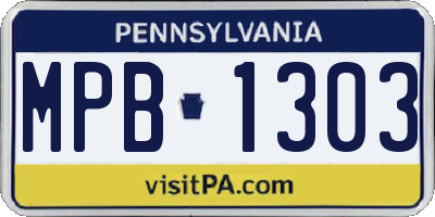 PA license plate MPB1303