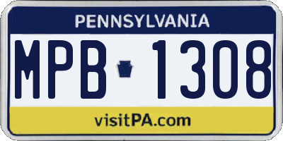 PA license plate MPB1308