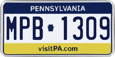 PA license plate MPB1309
