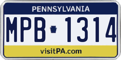 PA license plate MPB1314