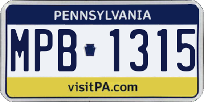 PA license plate MPB1315