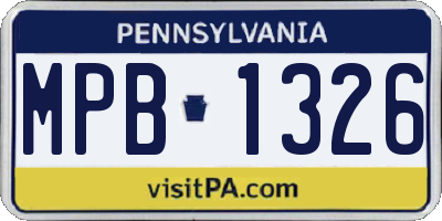 PA license plate MPB1326