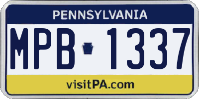 PA license plate MPB1337