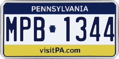 PA license plate MPB1344