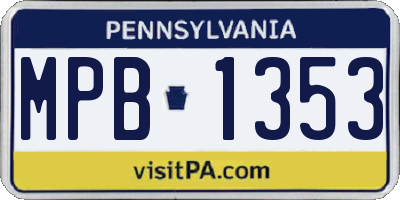 PA license plate MPB1353