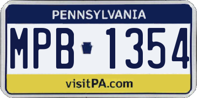 PA license plate MPB1354