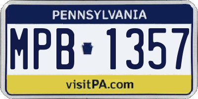 PA license plate MPB1357