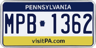 PA license plate MPB1362