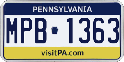 PA license plate MPB1363