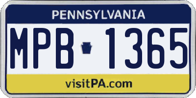 PA license plate MPB1365
