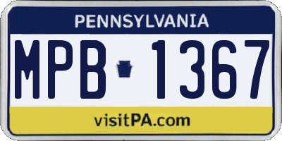PA license plate MPB1367
