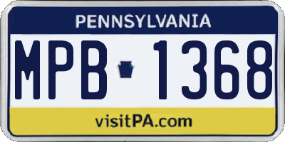 PA license plate MPB1368