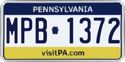 PA license plate MPB1372