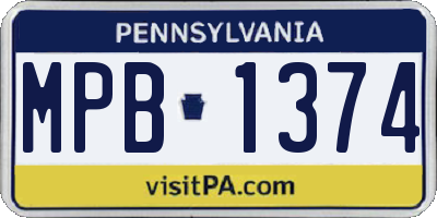PA license plate MPB1374