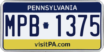 PA license plate MPB1375