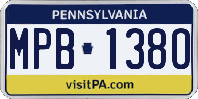 PA license plate MPB1380