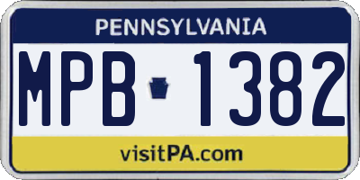 PA license plate MPB1382
